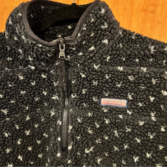 Vineyard Vines Black Birdseye Sherpa‎ Quarter Zip Pullover small fuzzy soft - Picture 4 of 7